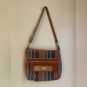 Fossil weaved leather boho bohemian crossbody southwestern grunge festival vtg